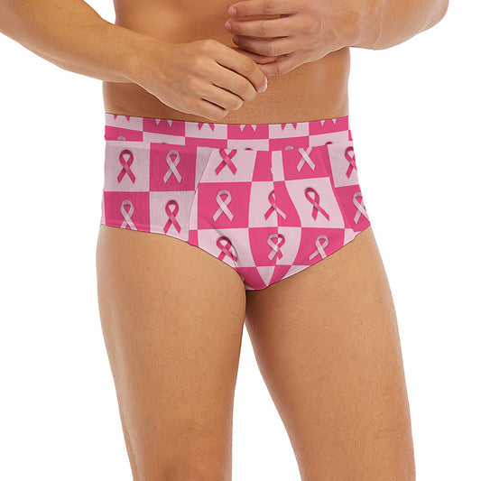Breast Cancer Awareness Pattern Print Men's Briefs