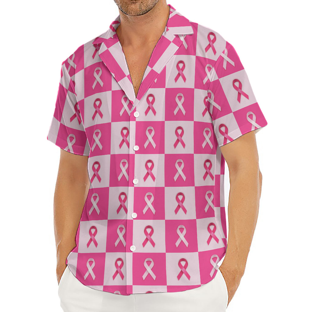 Breast Cancer Awareness Pattern Print Men's Deep V-Neck Shirt