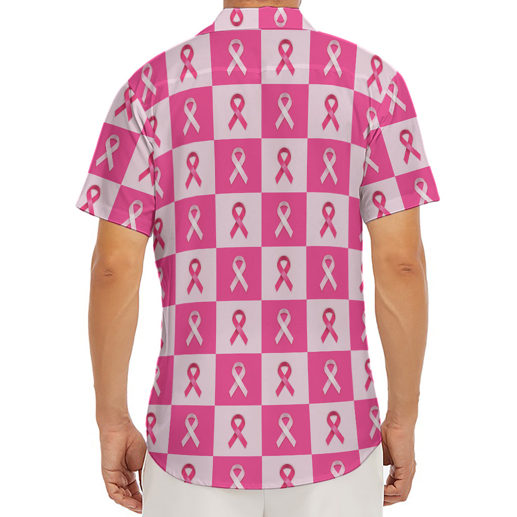Breast Cancer Awareness Pattern Print Men's Deep V-Neck Shirt