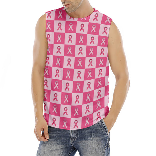 Breast Cancer Awareness Pattern Print Men's Fitness Tank Top