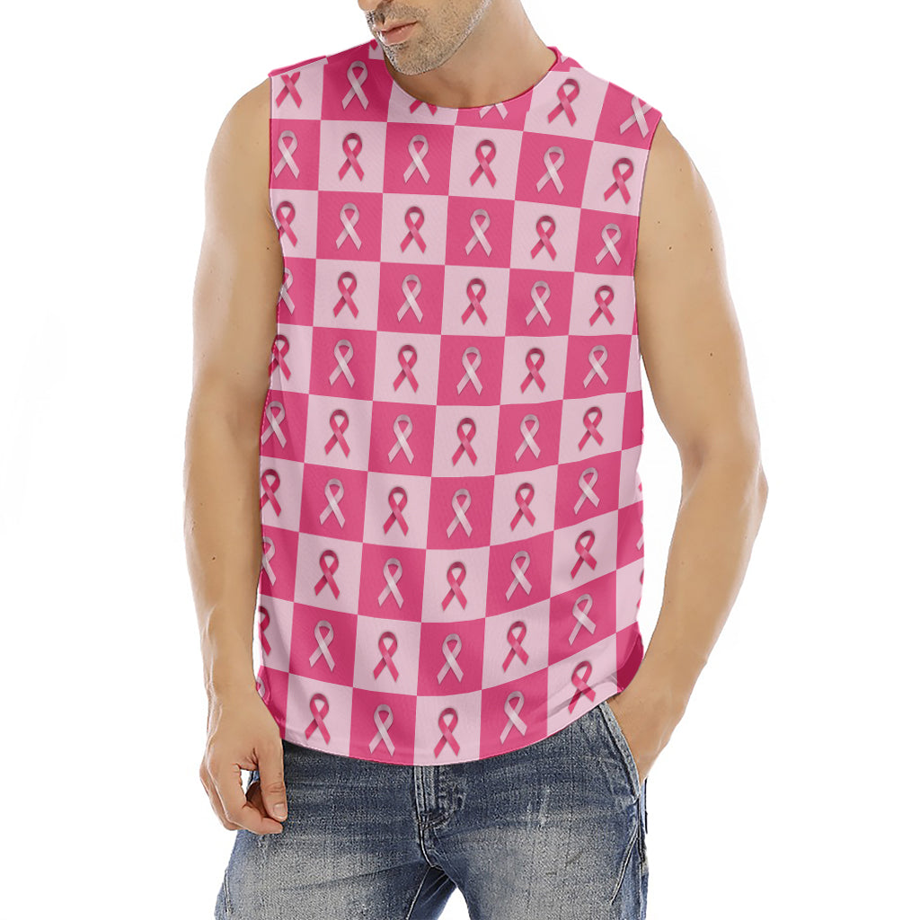 Breast Cancer Awareness Pattern Print Men's Fitness Tank Top