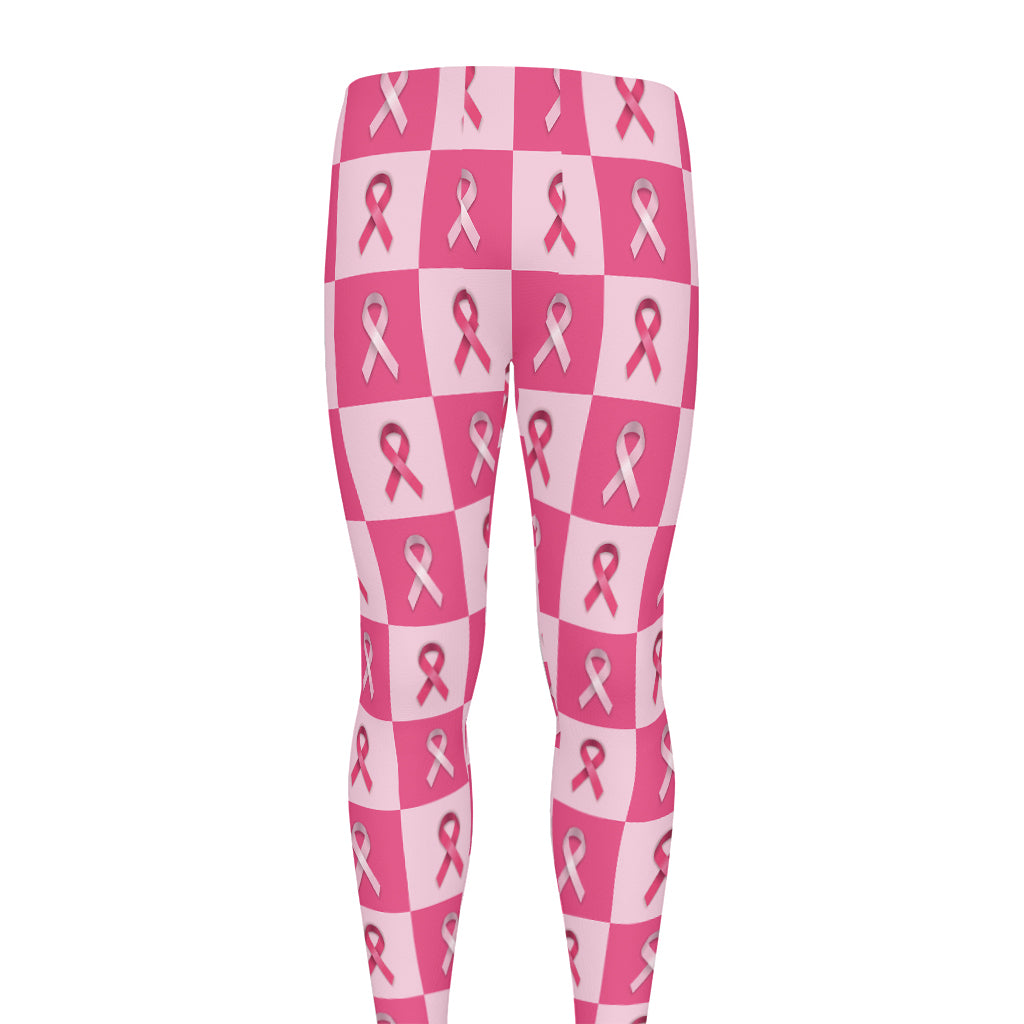 Breast Cancer Awareness Pattern Print Men's leggings