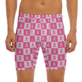 Breast Cancer Awareness Pattern Print Men's Long Boxer Briefs