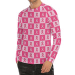 Breast Cancer Awareness Pattern Print Men's Long Sleeve Rash Guard