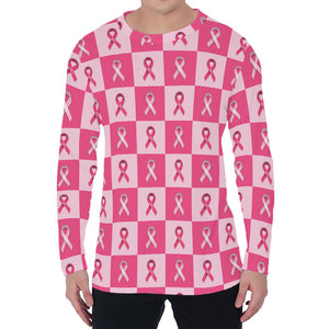 Breast Cancer Awareness Pattern Print Men's Long Sleeve T-Shirt