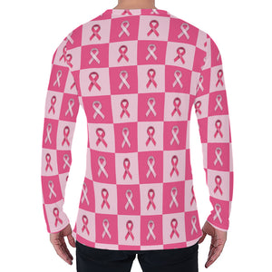 Breast Cancer Awareness Pattern Print Men's Long Sleeve T-Shirt