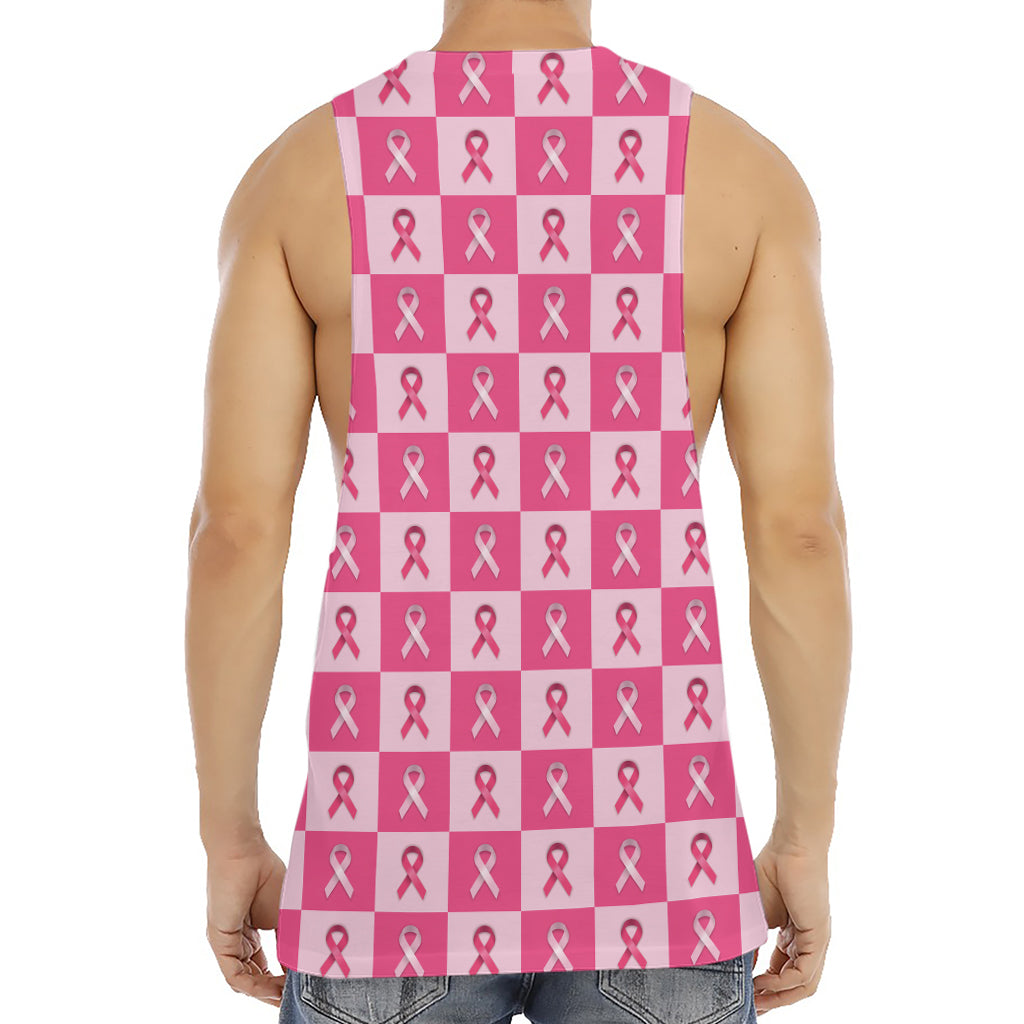 Breast Cancer Awareness Pattern Print Men's Muscle Tank Top