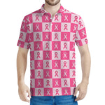 Breast Cancer Awareness Pattern Print Men's Polo Shirt