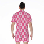 Breast Cancer Awareness Pattern Print Men's Rompers