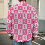 Breast Cancer Awareness Pattern Print Men's Shirt Jacket