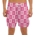 Breast Cancer Awareness Pattern Print Men's Split Running Shorts