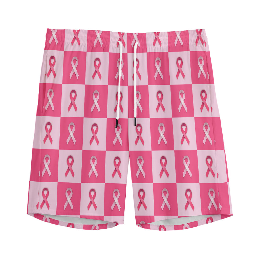 Breast Cancer Awareness Pattern Print Men's Sports Shorts