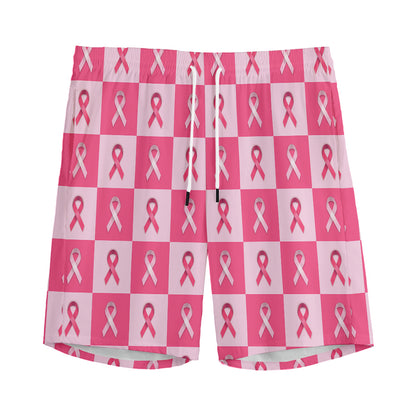 Breast Cancer Awareness Pattern Print Men's Sports Shorts