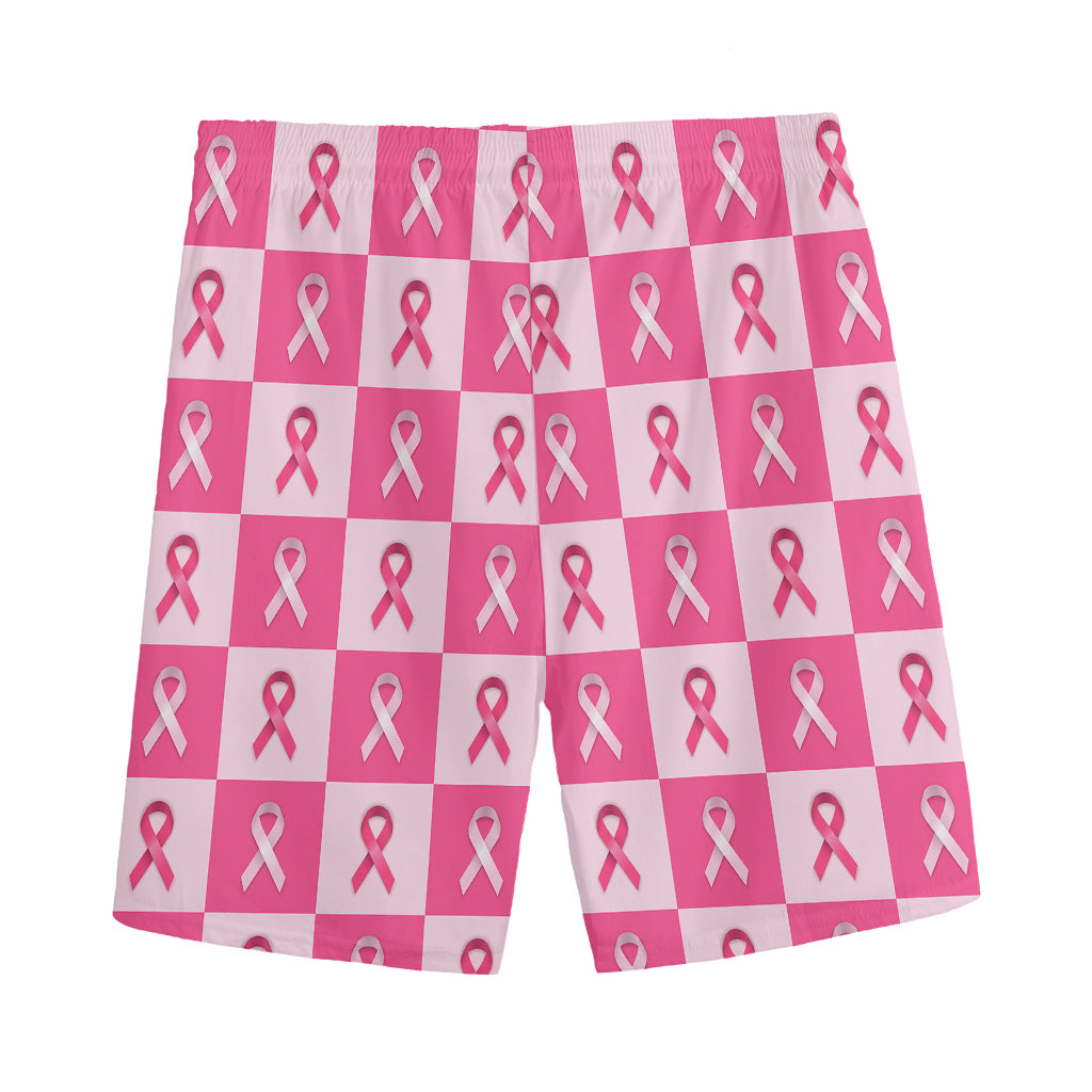 Breast Cancer Awareness Pattern Print Men's Sports Shorts