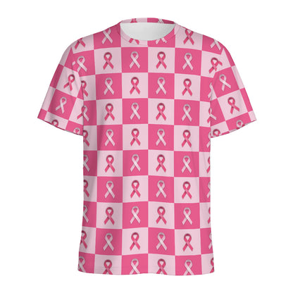 Breast Cancer Awareness Pattern Print Men's Sports T-Shirt