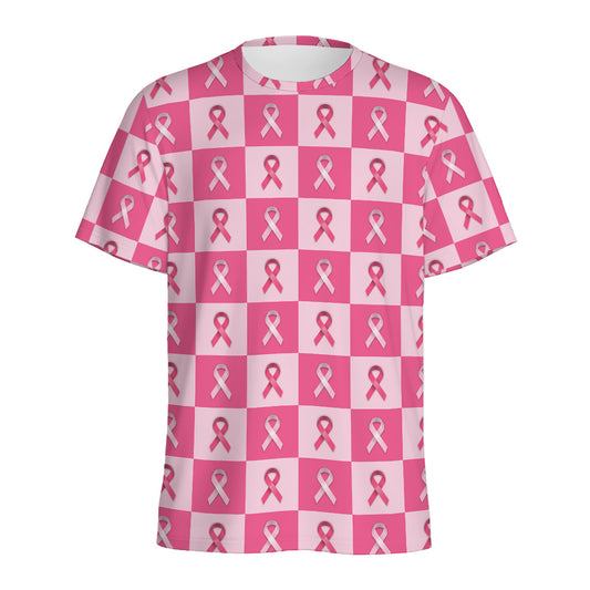 Breast Cancer Awareness Pattern Print Men's Sports T-Shirt