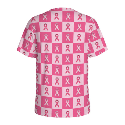 Breast Cancer Awareness Pattern Print Men's Sports T-Shirt