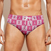 Breast Cancer Awareness Pattern Print Men's Swim Briefs