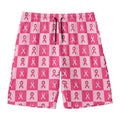 Breast Cancer Awareness Pattern Print Men's Swim Trunks