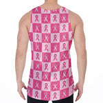Breast Cancer Awareness Pattern Print Men's Velvet Tank Top