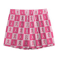 Breast Cancer Awareness Pattern Print Mesh Shorts