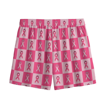 Breast Cancer Awareness Pattern Print Mesh Shorts