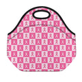 Breast Cancer Awareness Pattern Print Neoprene Lunch Bag
