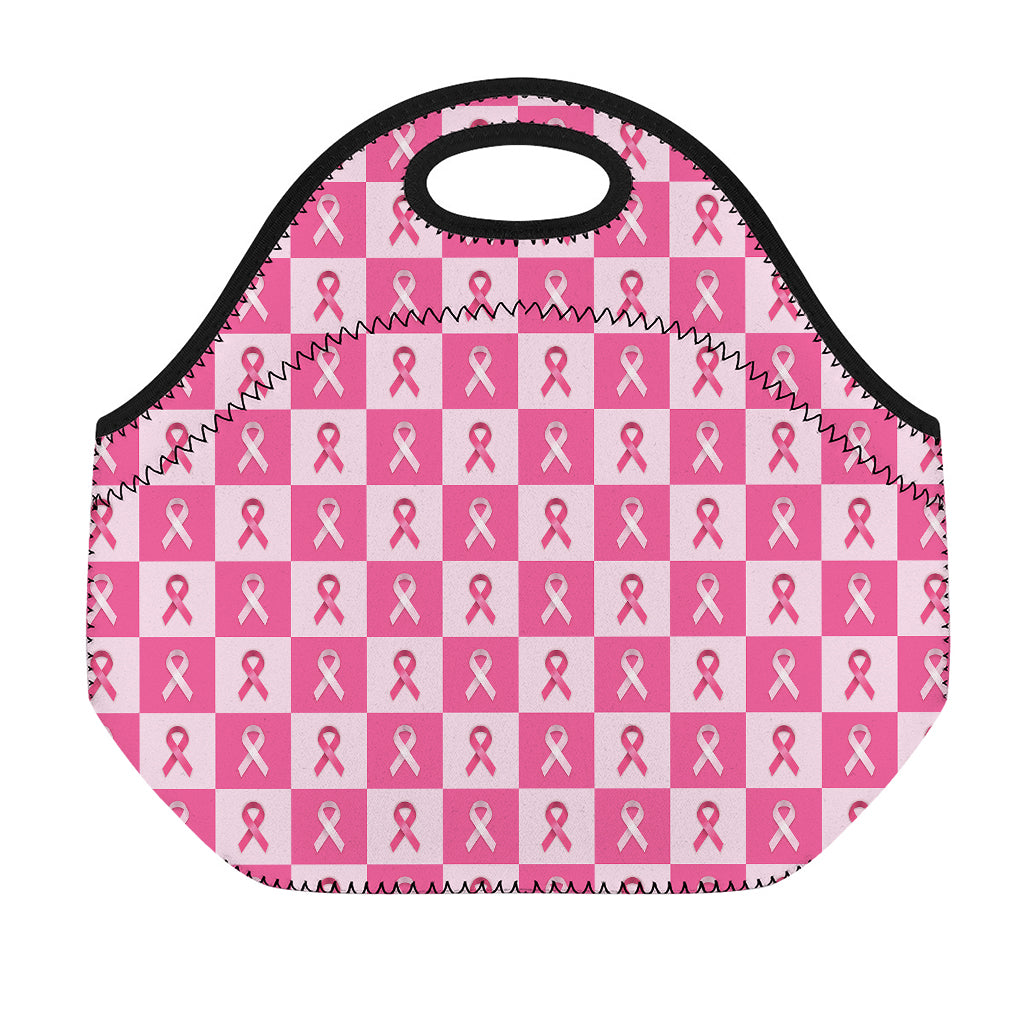 Breast Cancer Awareness Pattern Print Neoprene Lunch Bag