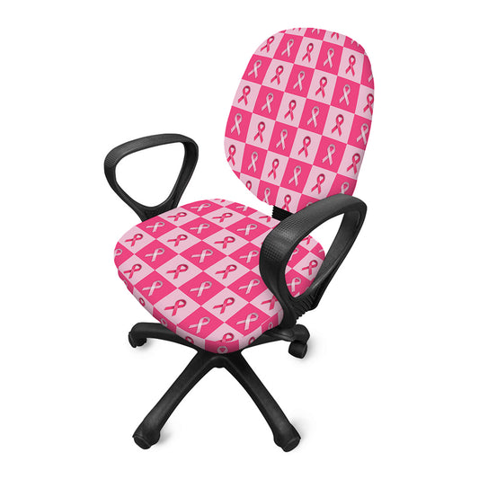 Breast Cancer Awareness Pattern Print Office Chair Cover