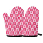 Breast Cancer Awareness Pattern Print Oven Mitts