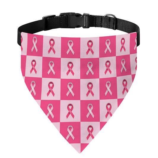 Breast Cancer Awareness Pattern Print Over The Collar Dog Bandana