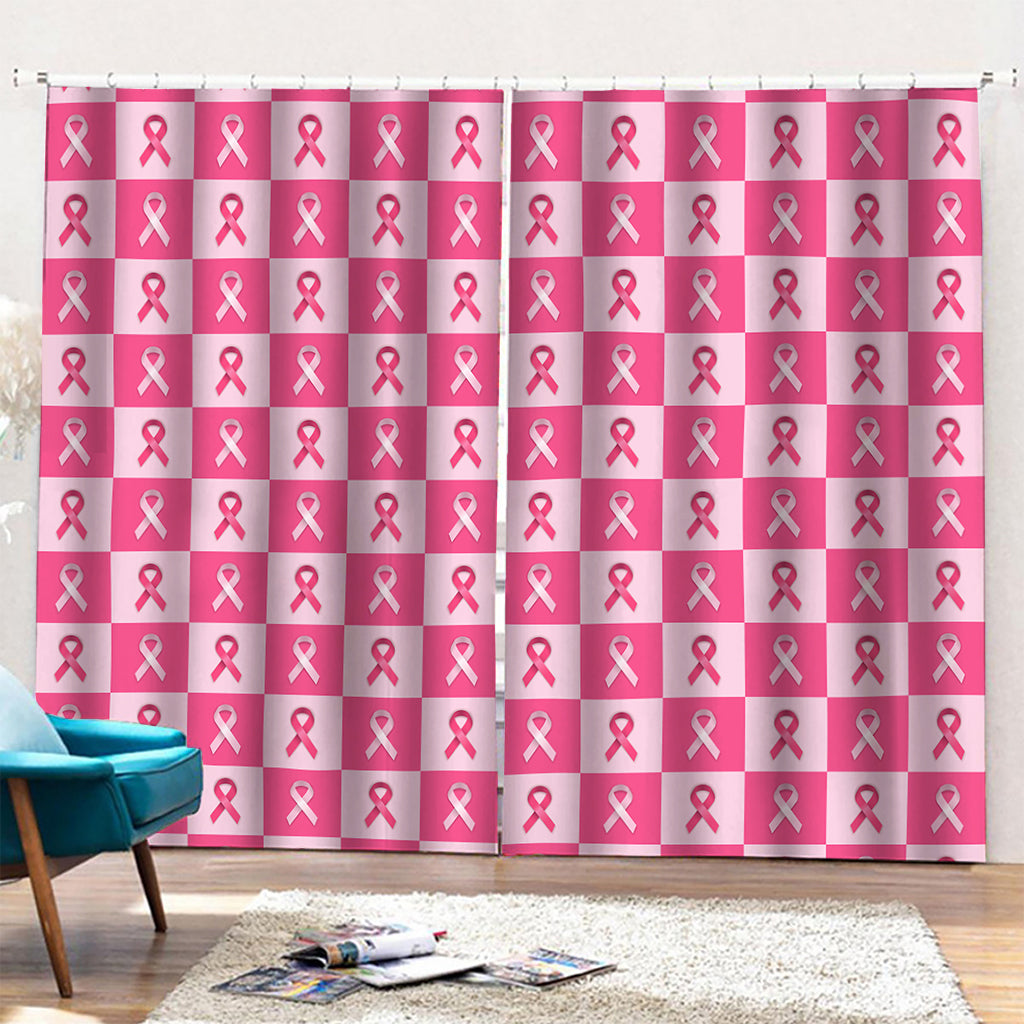 Breast Cancer Awareness Pattern Print Pencil Pleat Curtains