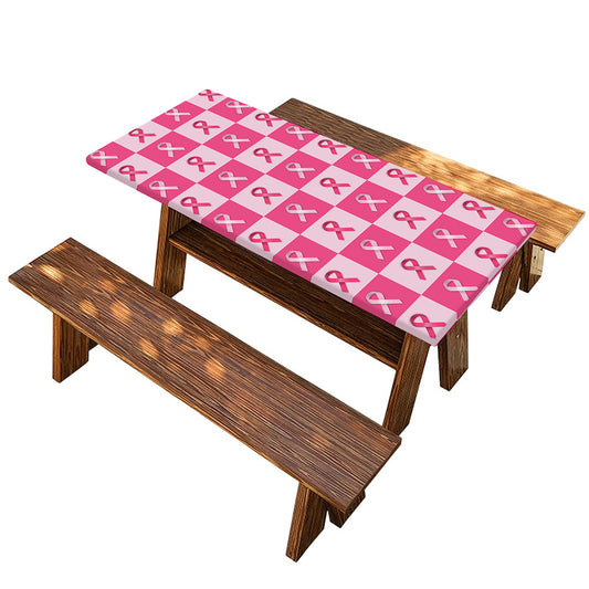 Breast Cancer Awareness Pattern Print Picnic Table Cover