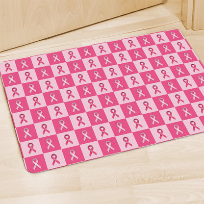 Breast Cancer Awareness Pattern Print Polyester Doormat
