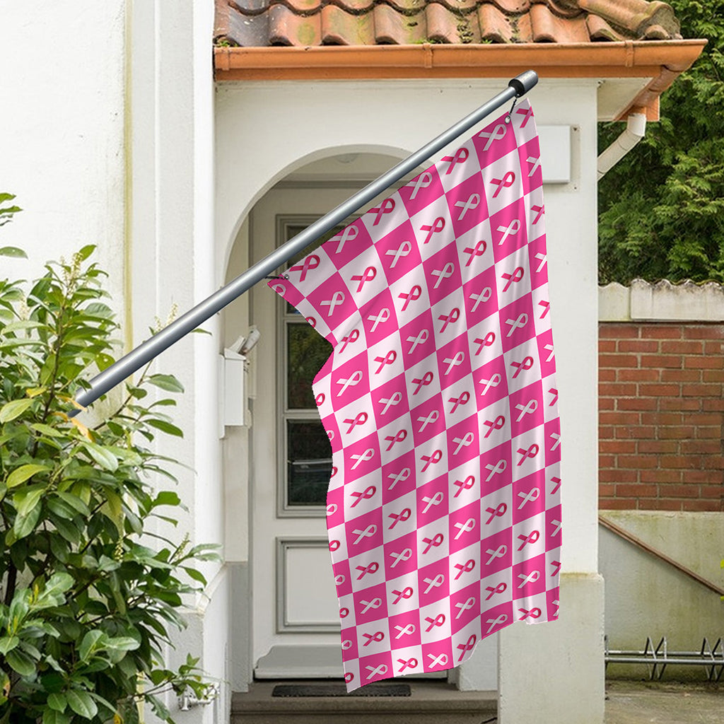 Breast Cancer Awareness Pattern Print Polyester Flag