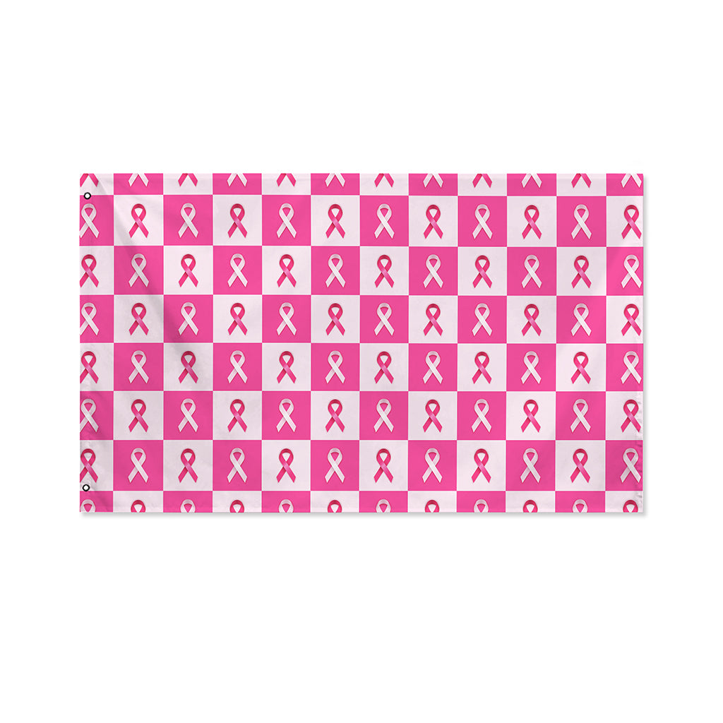Breast Cancer Awareness Pattern Print Polyester Flag