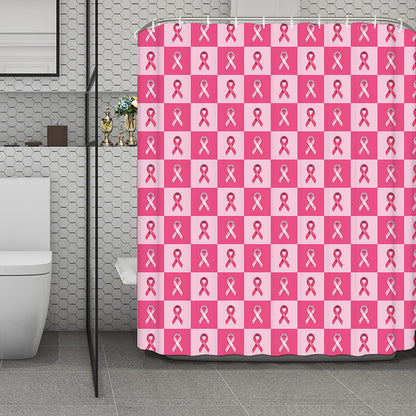 Breast Cancer Awareness Pattern Print Polyester Shower Curtain