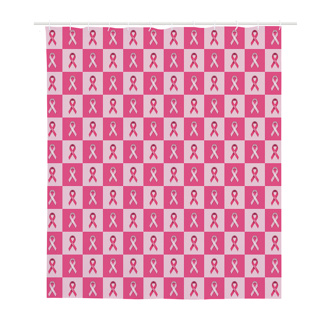Breast Cancer Awareness Pattern Print Polyester Shower Curtain