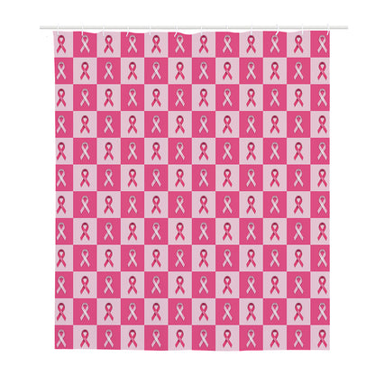 Breast Cancer Awareness Pattern Print Polyester Shower Curtain