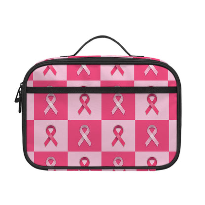 Breast Cancer Awareness Pattern Print Portable Lunch Bag