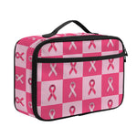 Breast Cancer Awareness Pattern Print Portable Lunch Bag