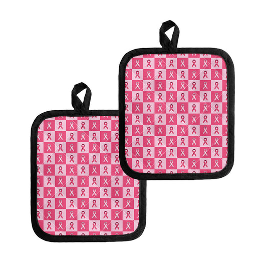 Breast Cancer Awareness Pattern Print Pot Holders