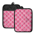 Breast Cancer Awareness Pattern Print Pot Holders With Pocket