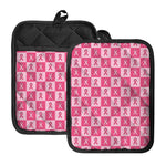 Breast Cancer Awareness Pattern Print Pot Holders With Pocket