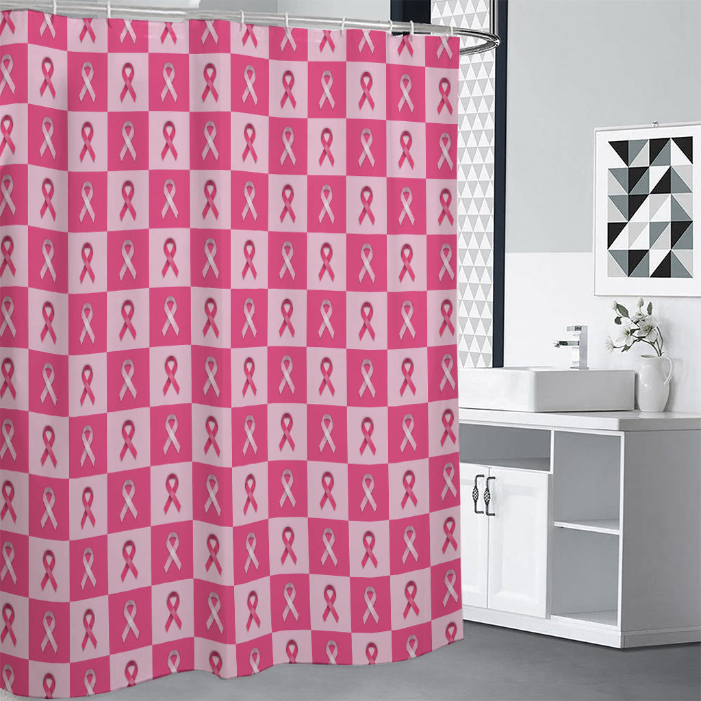 Breast Cancer Awareness Pattern Print Premium Shower Curtain