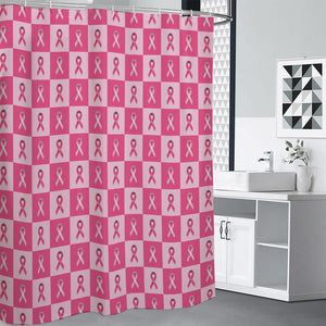 Breast Cancer Awareness Pattern Print Premium Shower Curtain