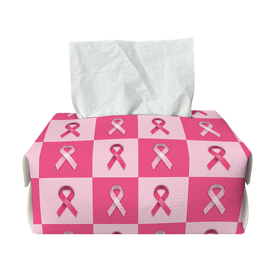 Breast Cancer Awareness Pattern Print Rectangle Tissue Box Cover