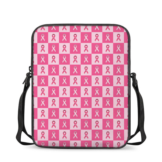 Breast Cancer Awareness Pattern Print Rectangular Crossbody Bag