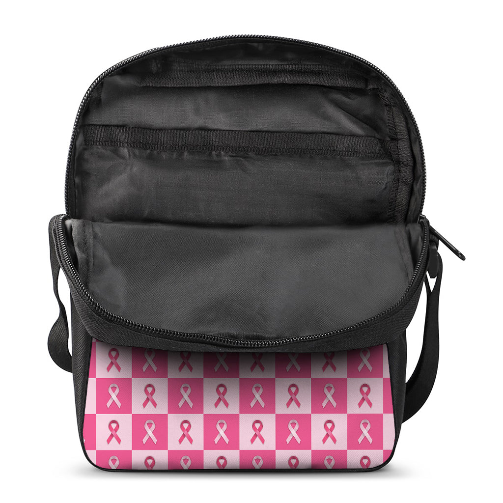 Breast Cancer Awareness Pattern Print Rectangular Crossbody Bag