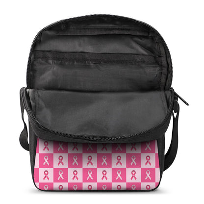 Breast Cancer Awareness Pattern Print Rectangular Crossbody Bag